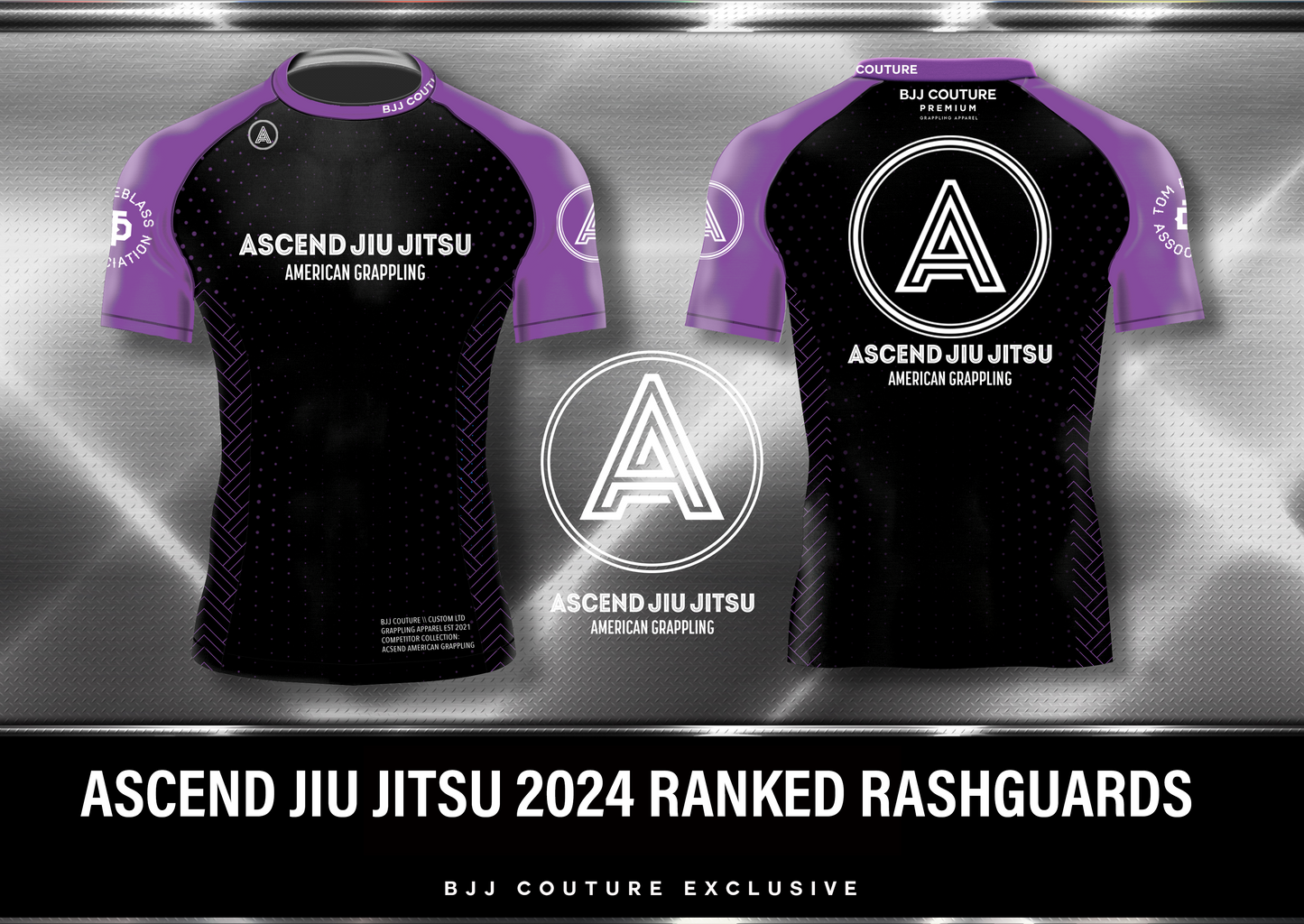 Ascend Jiu Jitsu Ranked Rashguard - Purple and Black