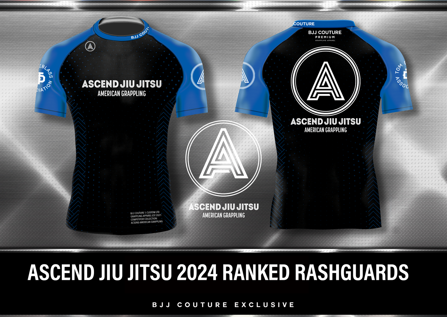 Ascend Jiu Jitsu Ranked Rashguard - Blue and Black