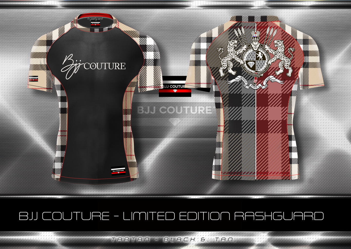 BJJ Couture Tartan Black & Tan Rashguard