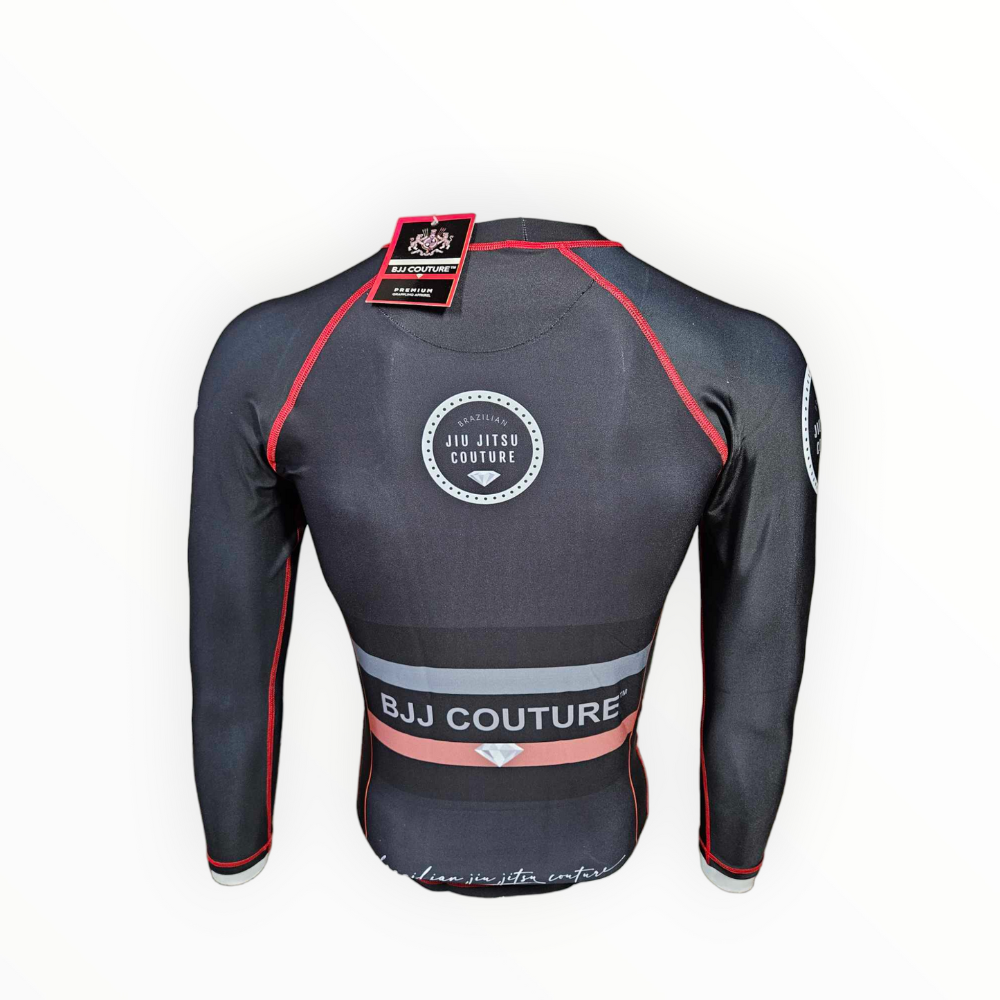 BJJ Couture Essentials Black Rashguard with Red Stitching