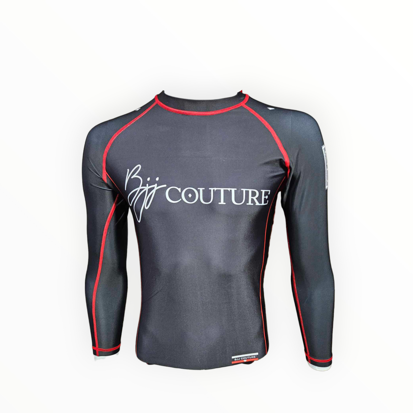 BJJ Couture Essentials Black Rashguard with Red Stitching