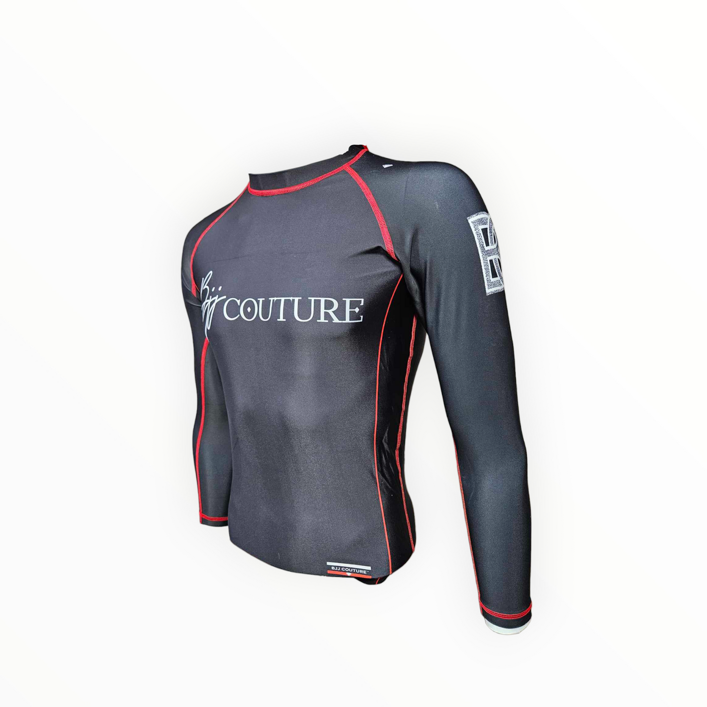 BJJ Couture Essentials Black Rashguard with Red Stitching