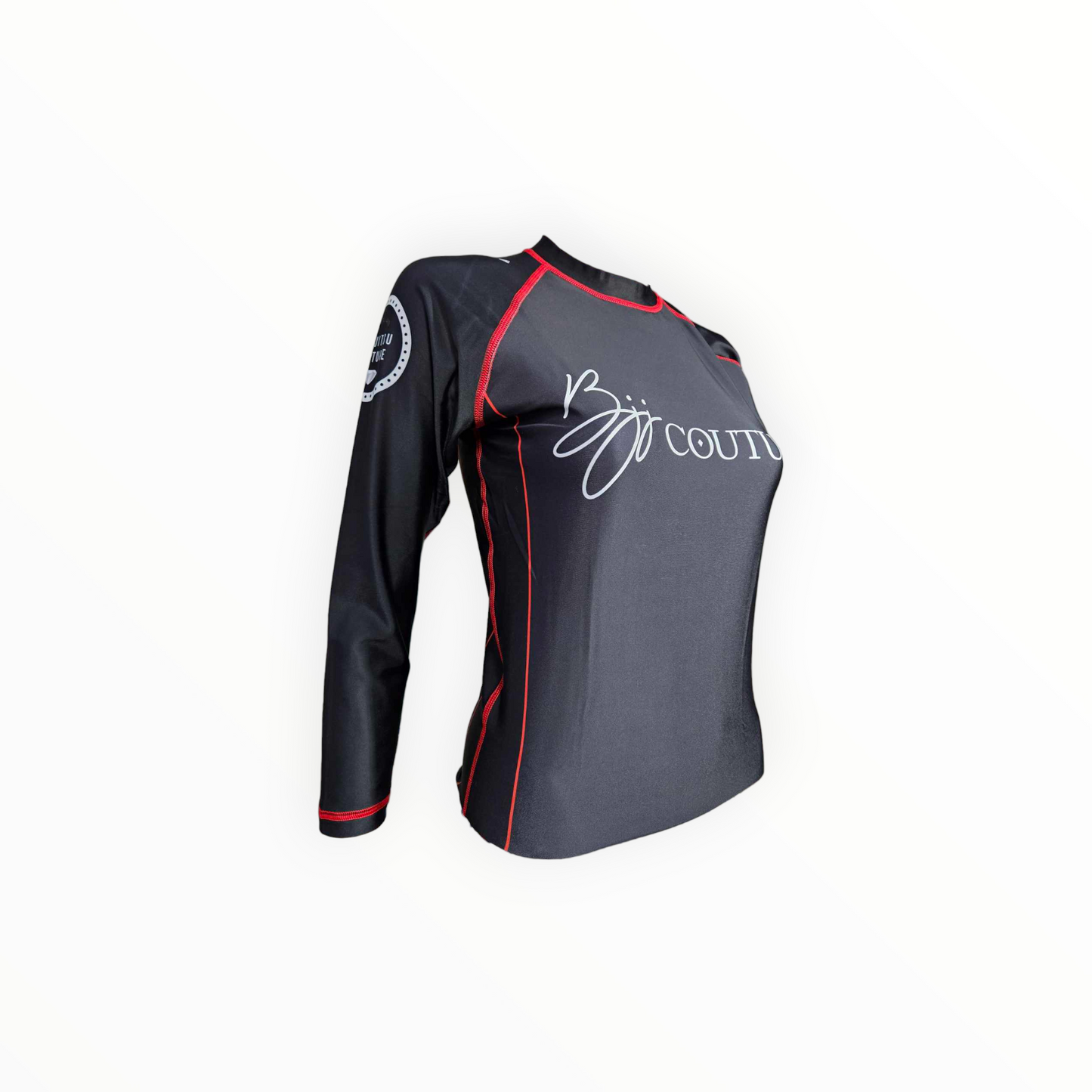 BJJ Couture Essentials Black Rashguard with Red Stitching