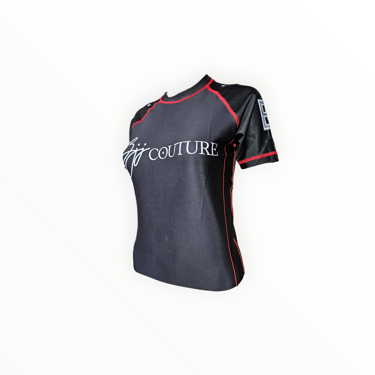BJJ Couture Essentials Black Rashguard with Red Stitching