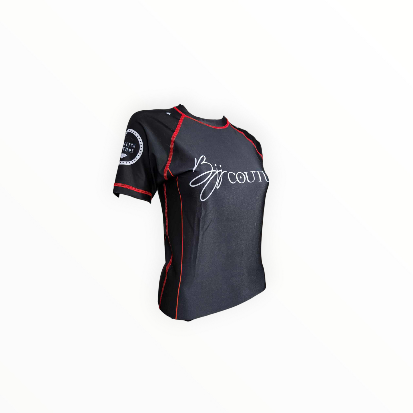 BJJ Couture Essentials Black Rashguard with Red Stitching