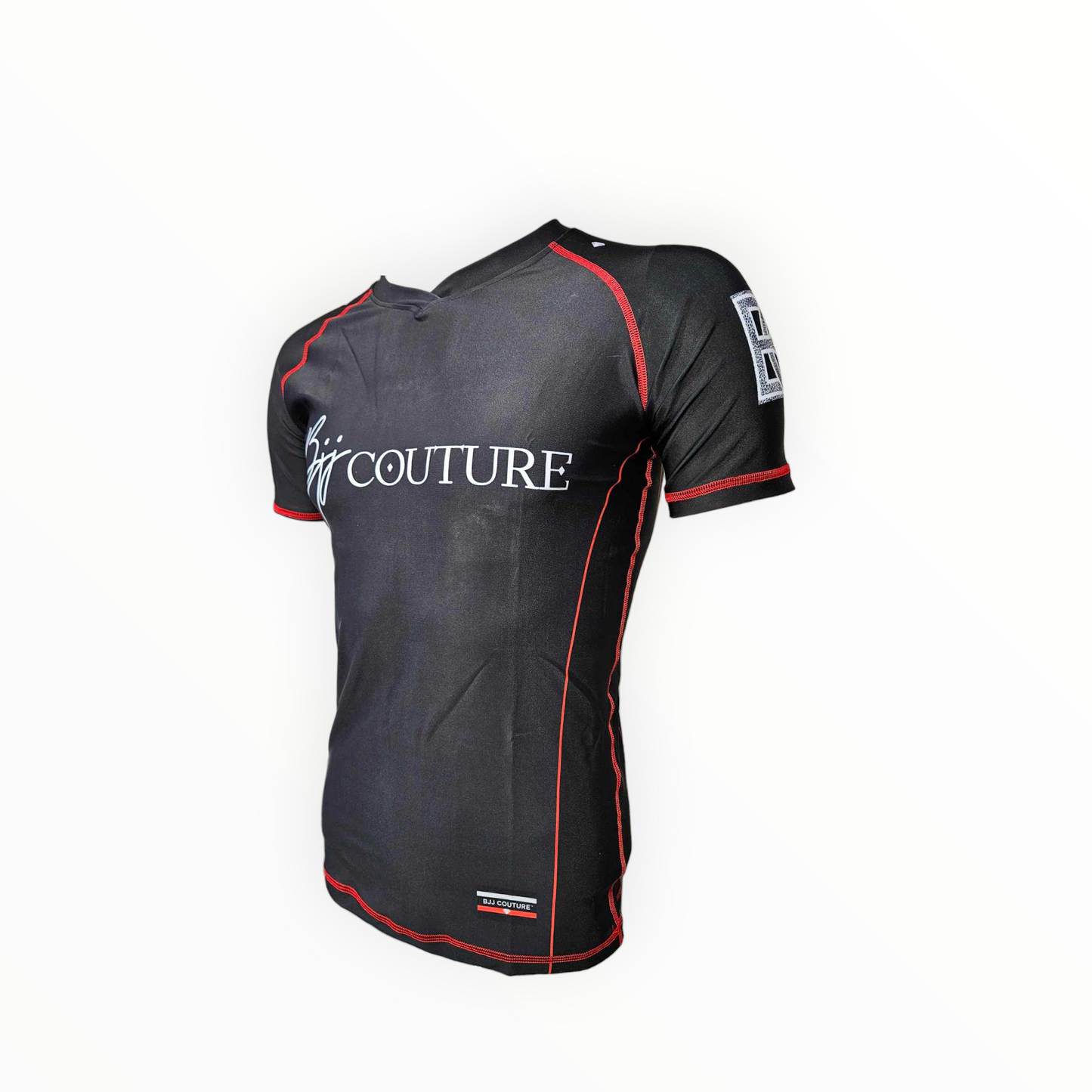 BJJ Couture Essentials Black Rashguard with Red Stitching