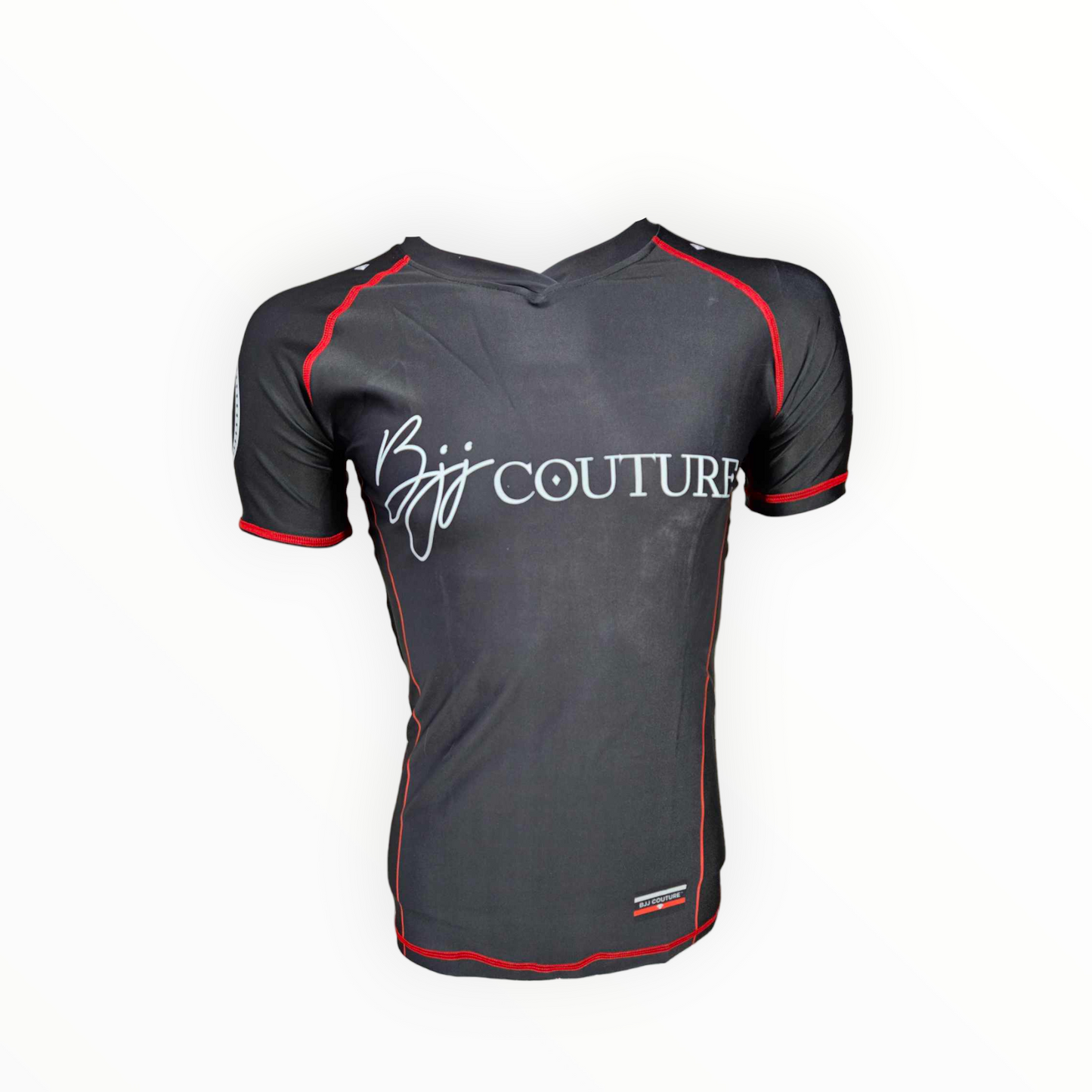 BJJ Couture Essentials Black Rashguard with Red Stitching