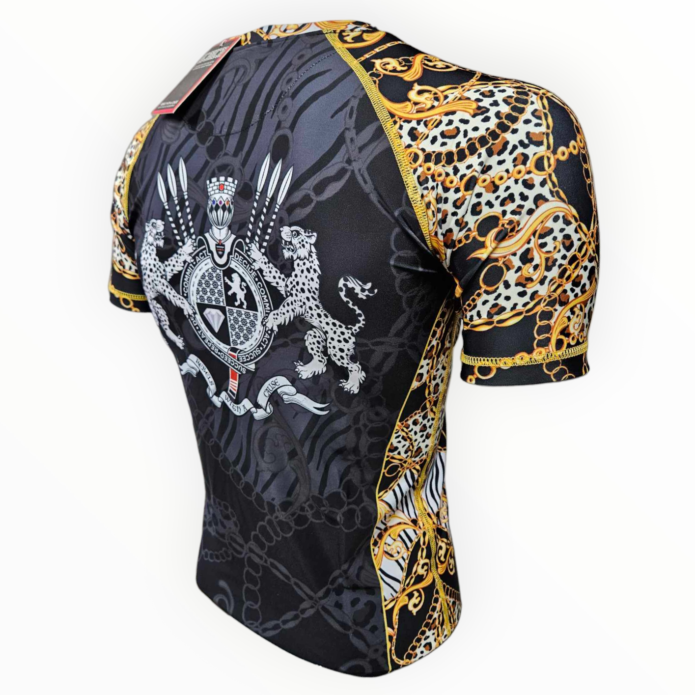 BJJ Couture Black and Gold Leopard Chains Rashguard