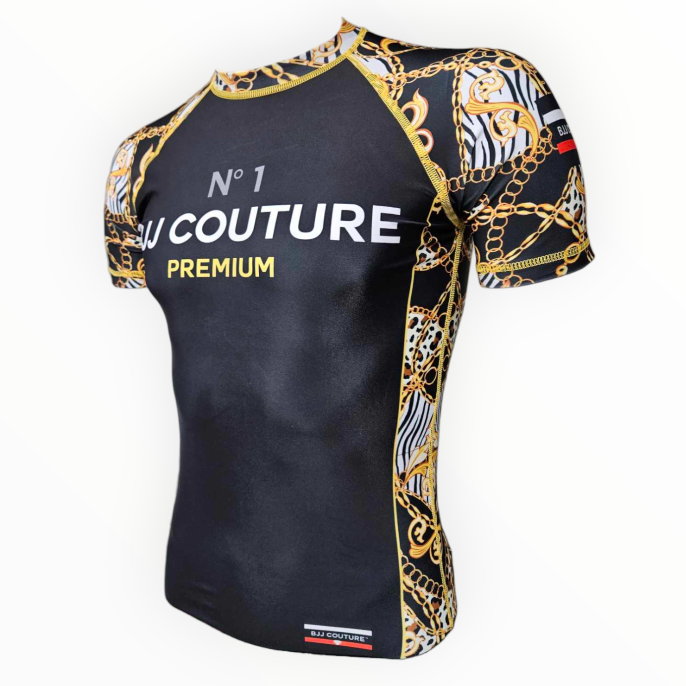 BJJ Couture Black and Gold Leopard Chains Rashguard
