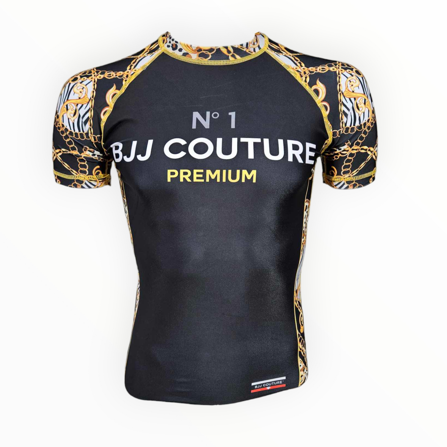 BJJ Couture Black and Gold Leopard Chains Rashguard