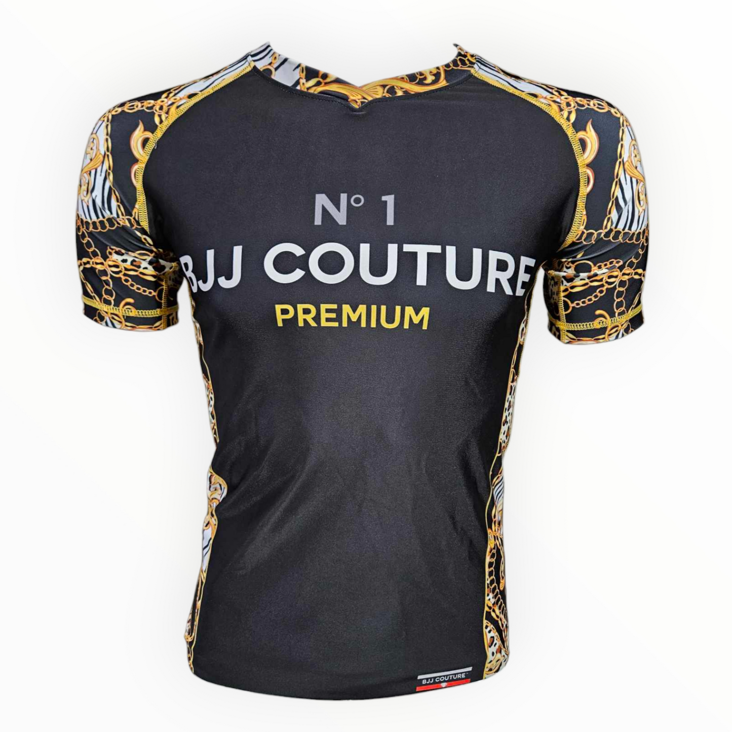 BJJ Couture Black and Gold Leopard Chains Rashguard