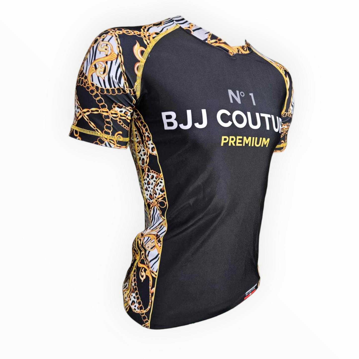 BJJ Couture Black and Gold Leopard Chains Rashguard