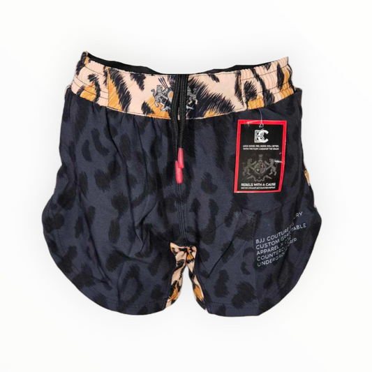 BJJ Couture Leopard Print Black & Brown Grappling Shorts