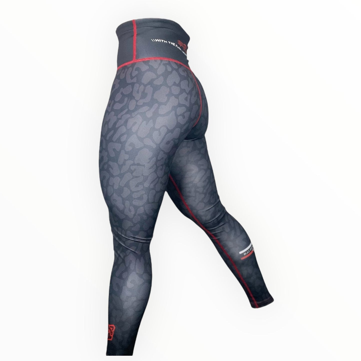 BJJ Couture Leopard Print Spats Black & Red
