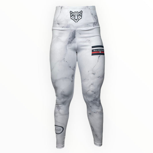 BJJ Couture Women's Compression Grappling Spats - White Carrara Marble