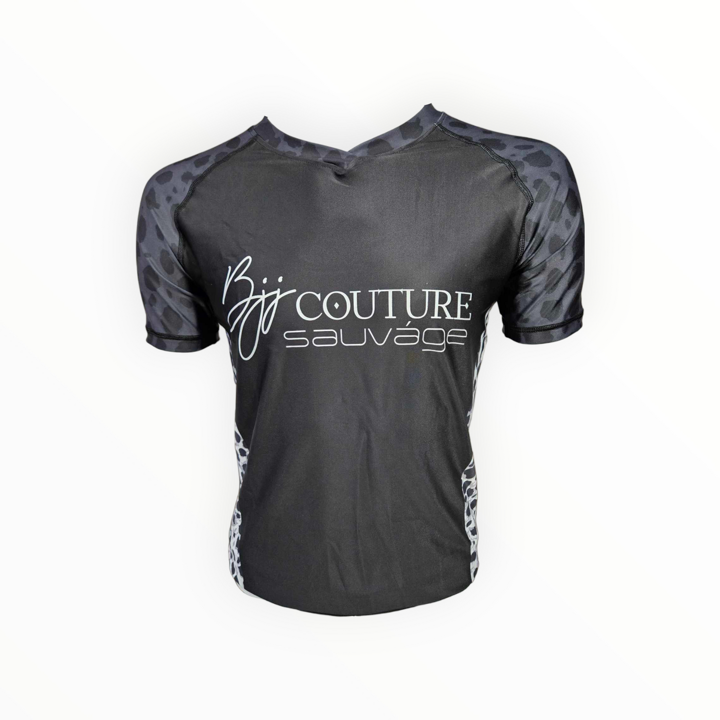 BJJ Couture Leopard Print Black & Grey Rashguard