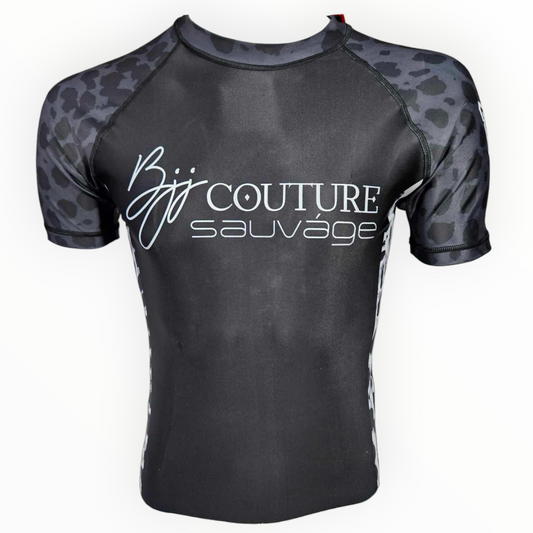 BJJ Couture Leopard Print Black & Grey Rashguard