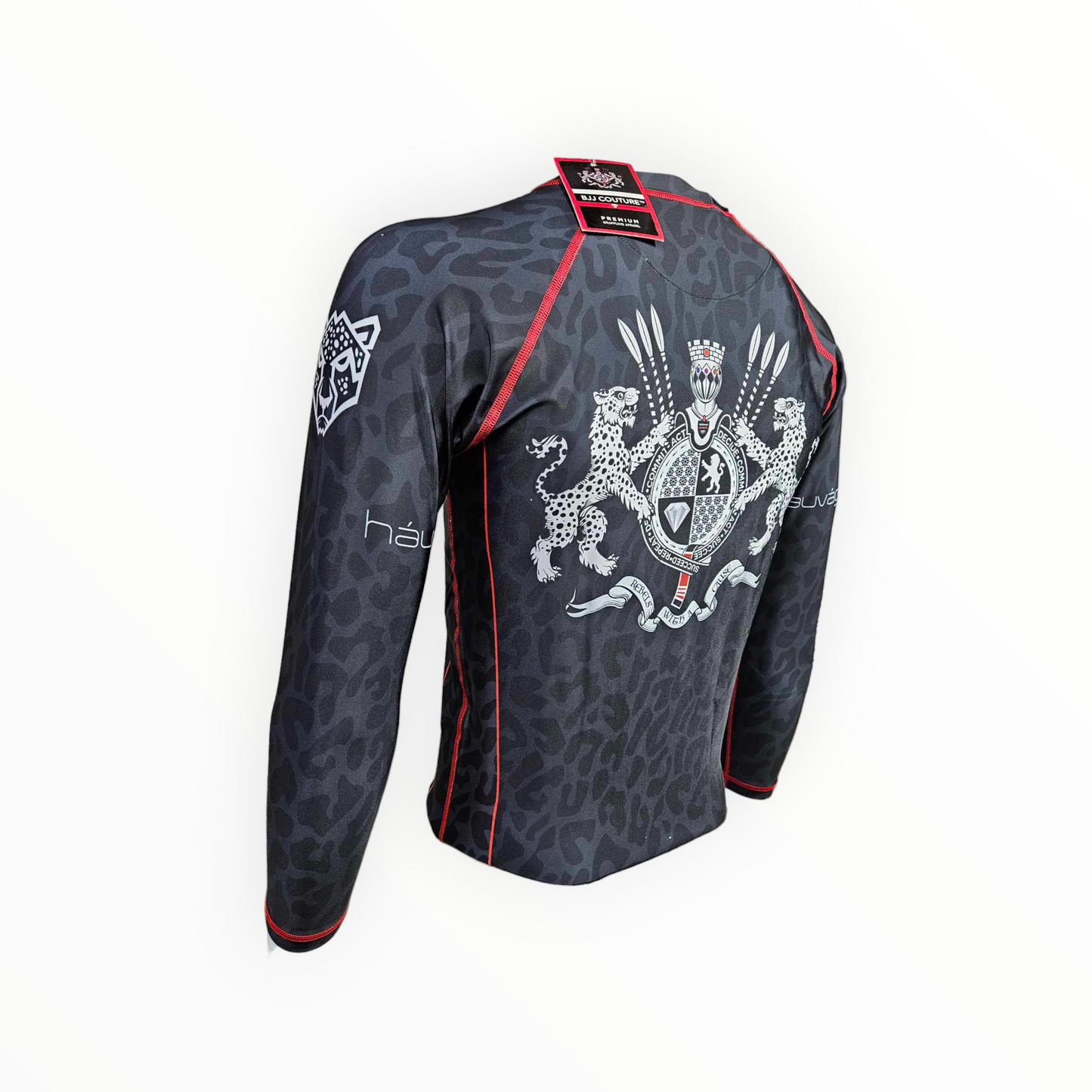 BJJ Couture Leopard Print Black & Red Rashguard