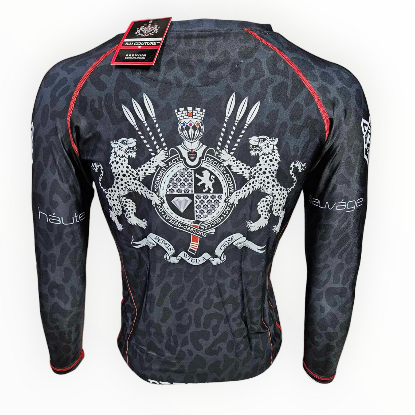 BJJ Couture Leopard Print Black & Red Rashguard