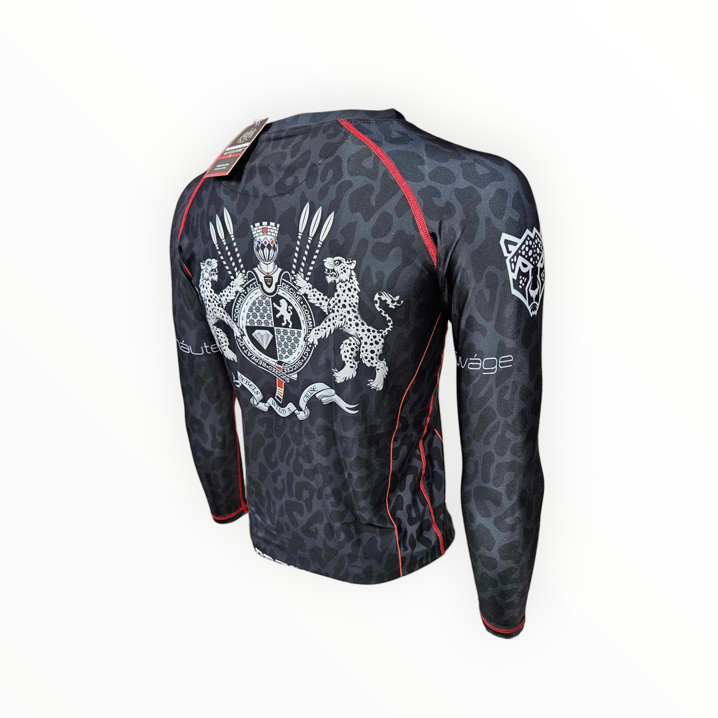 BJJ Couture Leopard Print Black & Red Rashguard