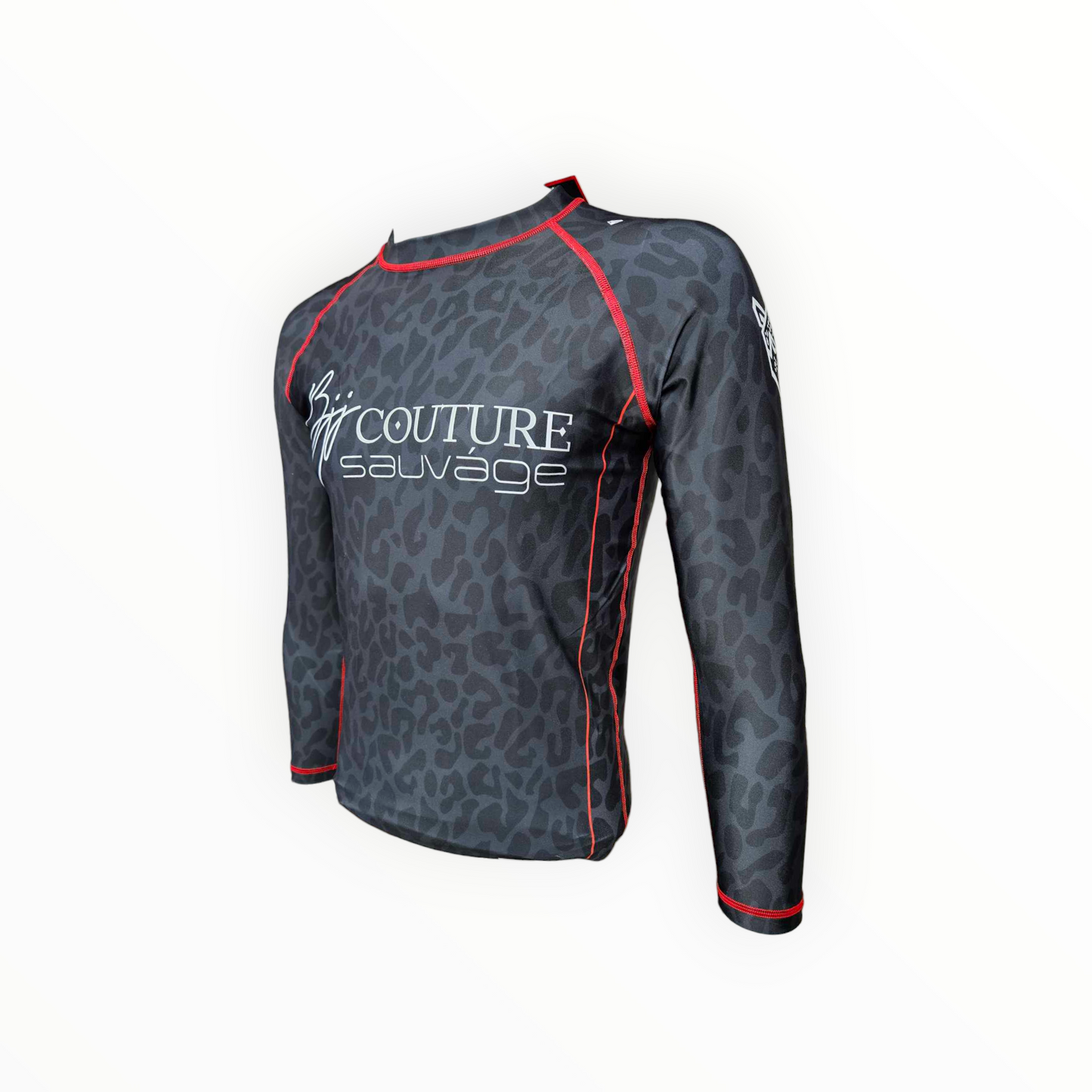 BJJ Couture Leopard Print Black & Red Rashguard