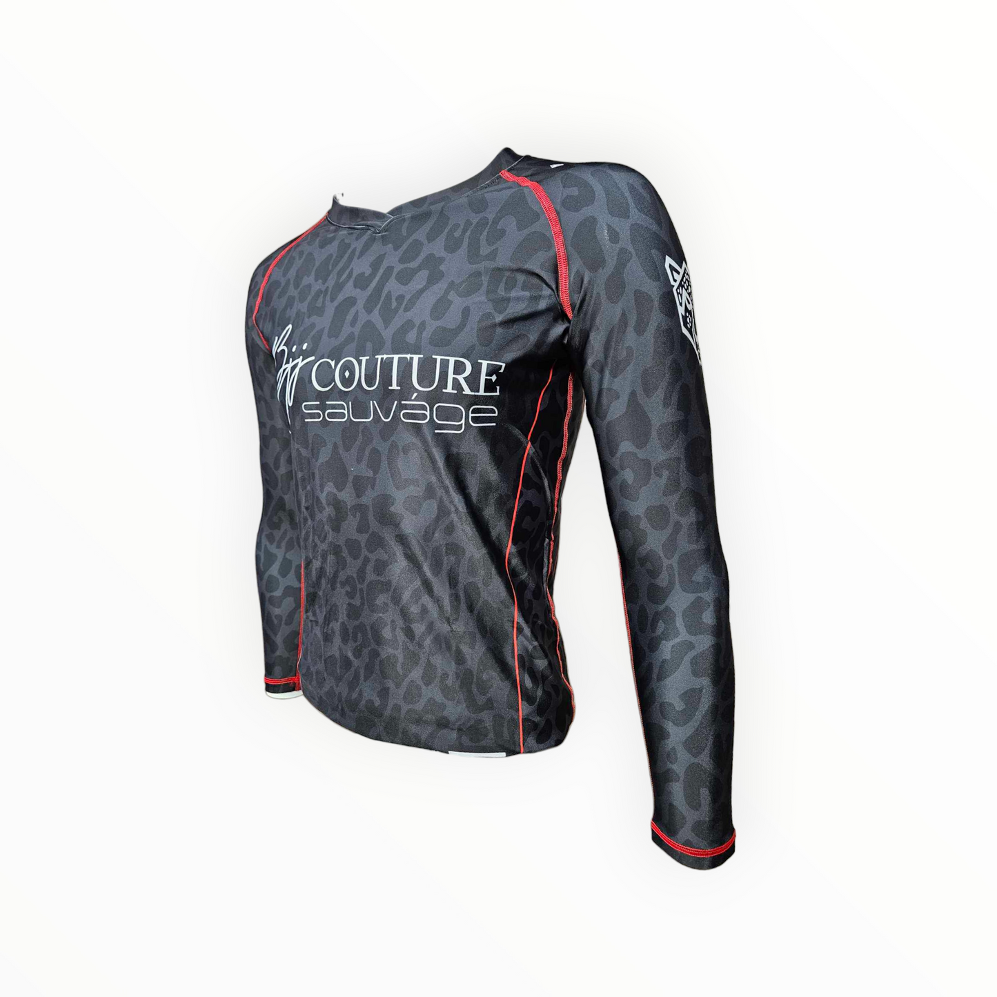 BJJ Couture Leopard Print Black & Red Rashguard
