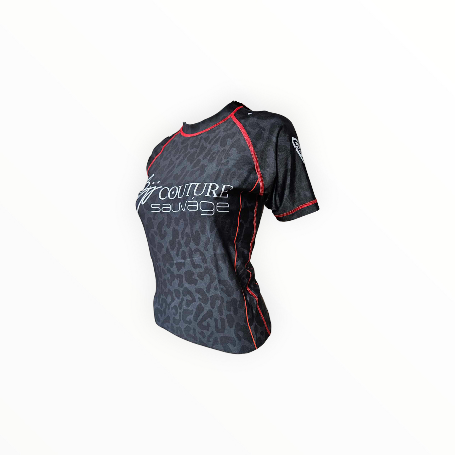 BJJ Couture Leopard Print Black & Red Rashguard