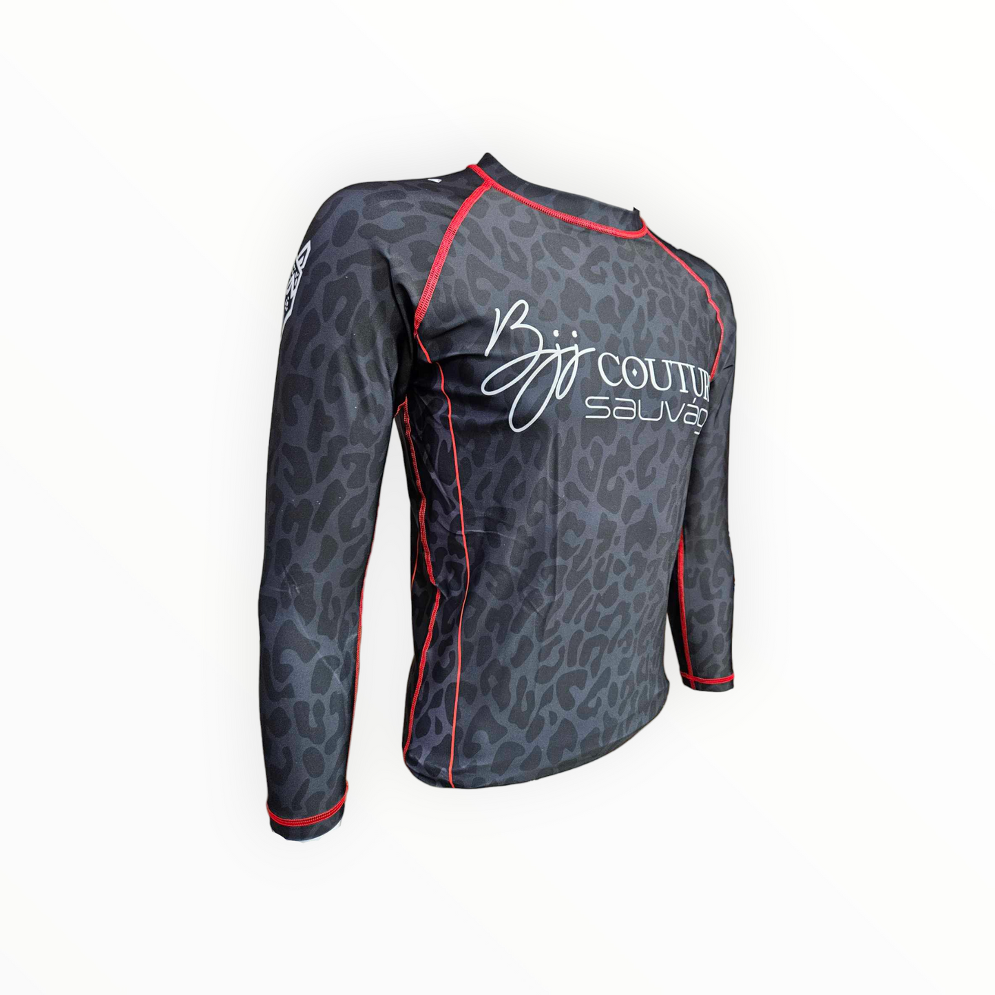BJJ Couture Leopard Print Black & Red Rashguard