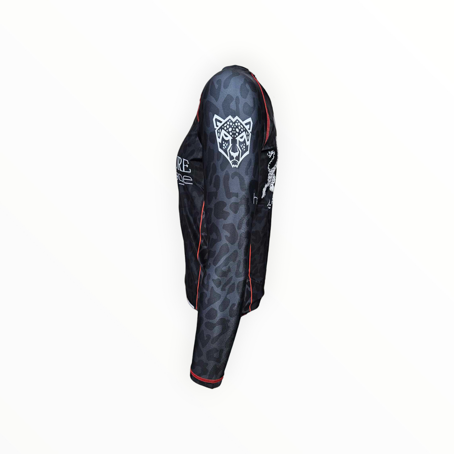 BJJ Couture Leopard Print Black & Red Rashguard