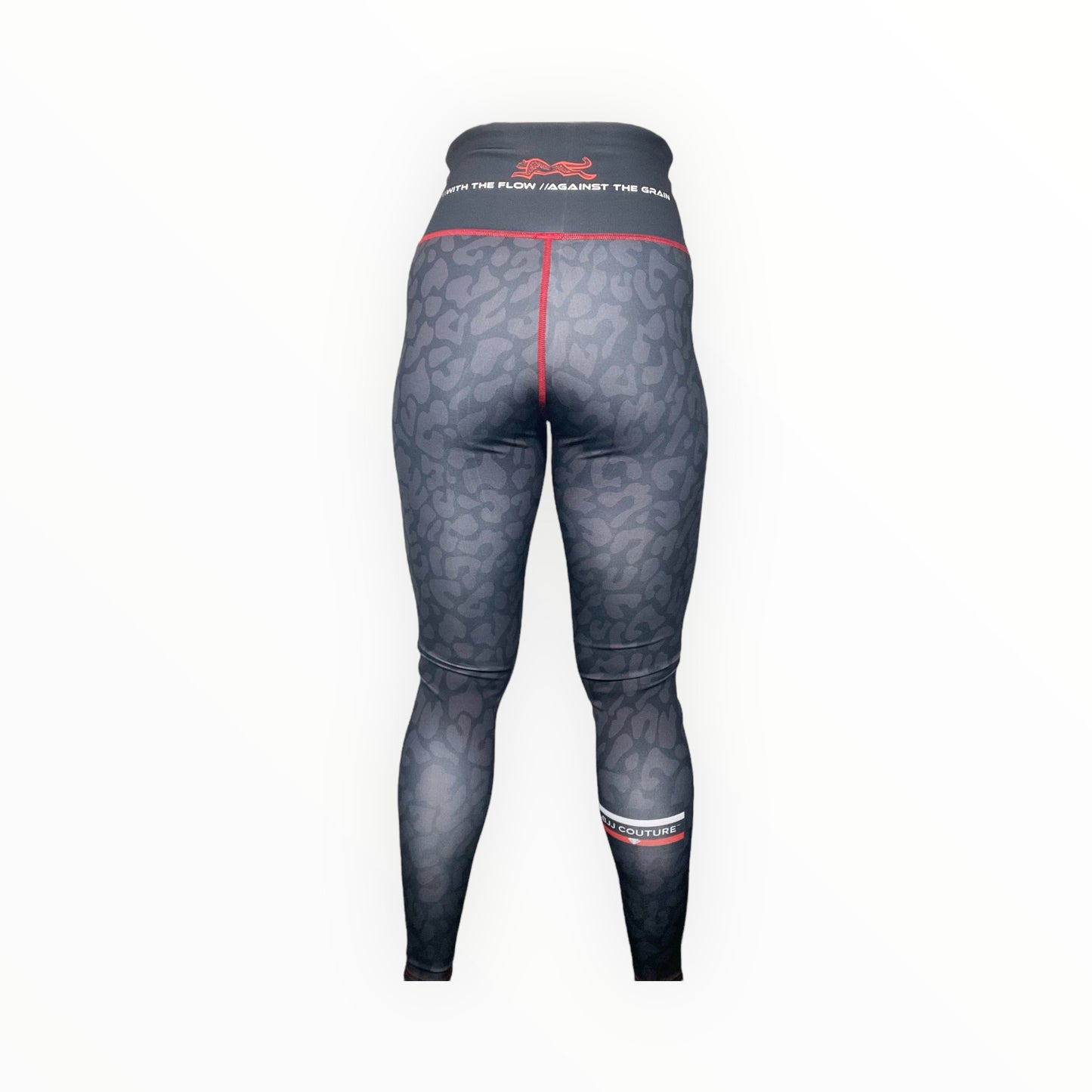 BJJ Couture Leopard Print Spats Black & Red