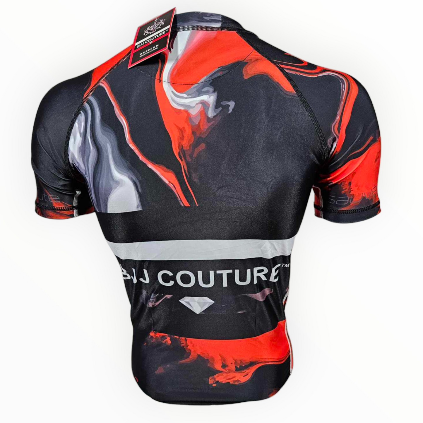 Seamless Red and Black Lava Marble Rashguard