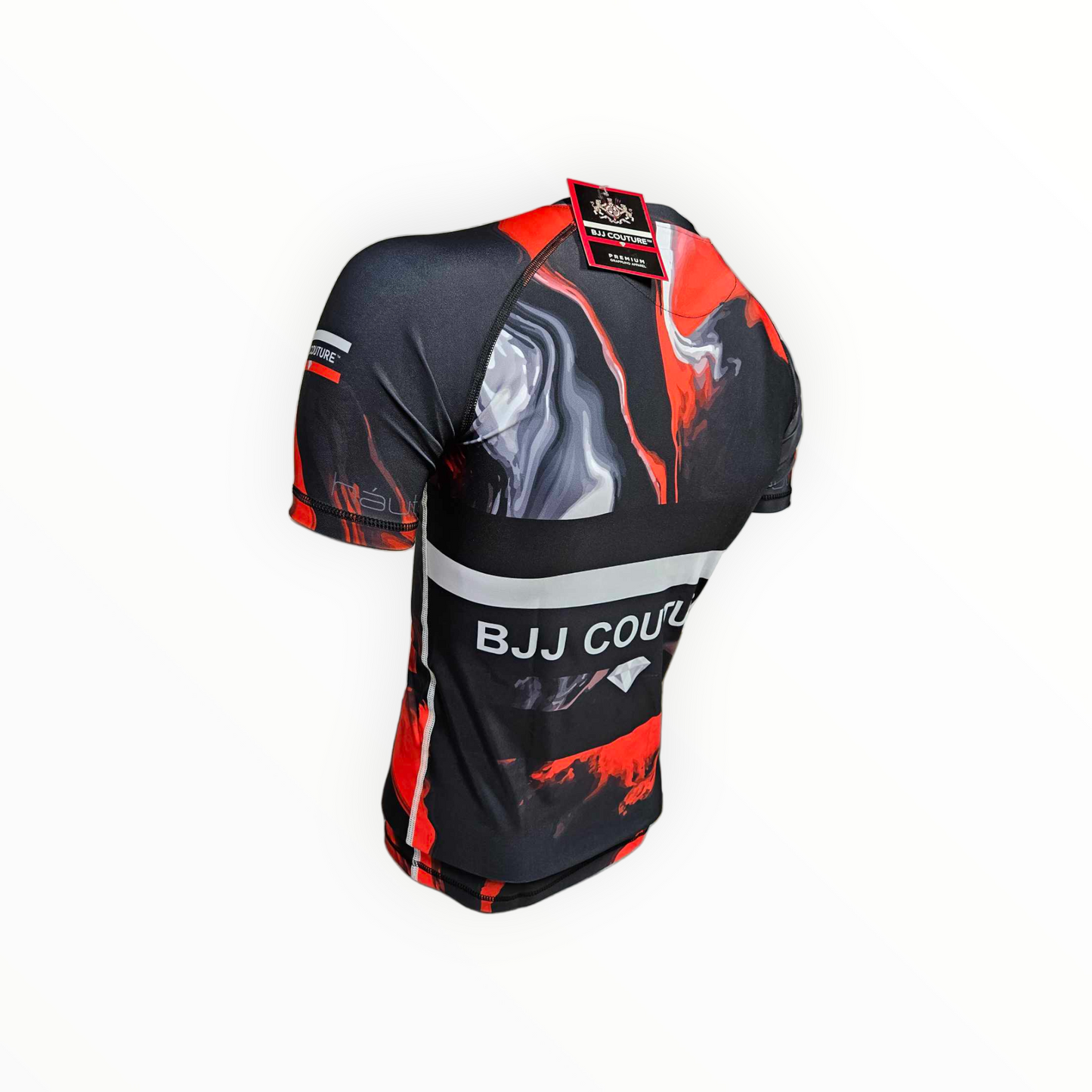 Seamless Red and Black Lava Marble Rashguard