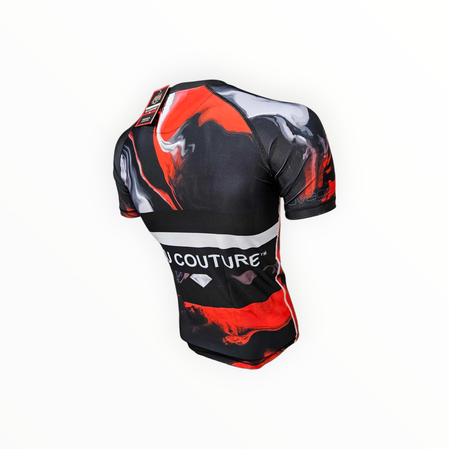 Seamless Red and Black Lava Marble Rashguard