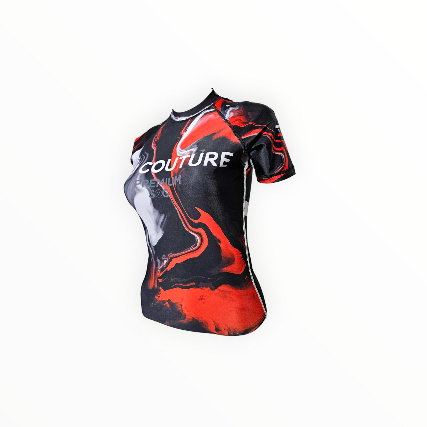 Seamless Red and Black Lava Marble Rashguard