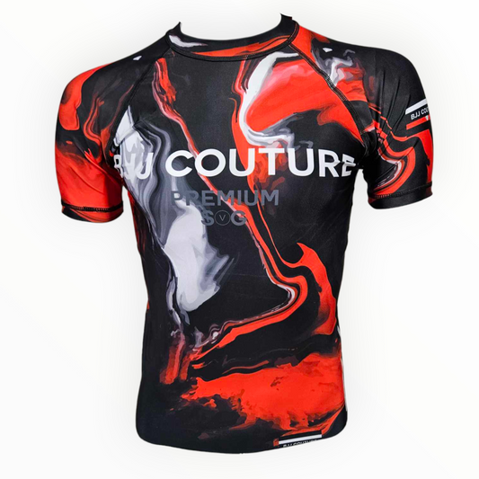 Seamless Red and Black Lava Marble Rashguard