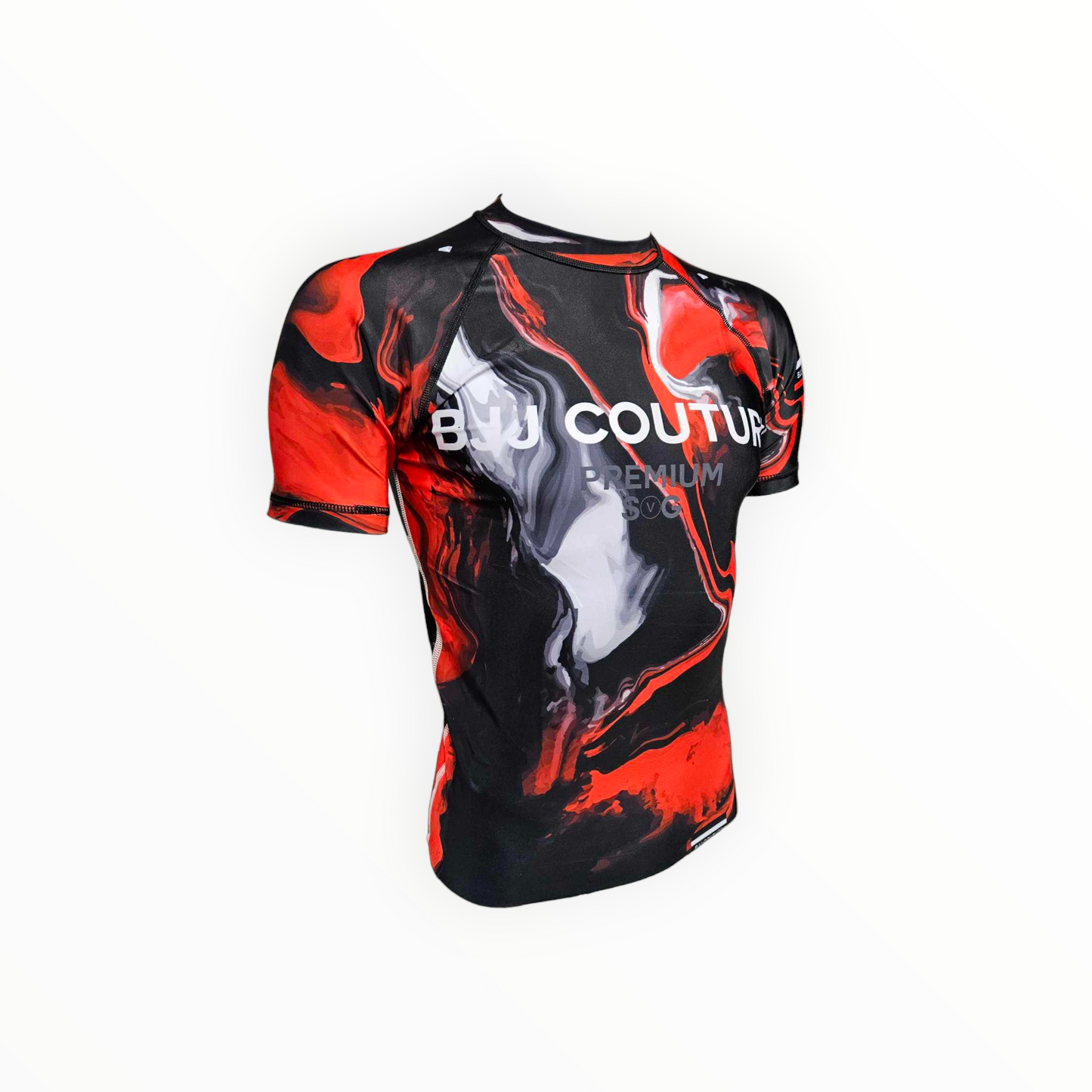 Seamless Red and Black Lava Marble Rashguard