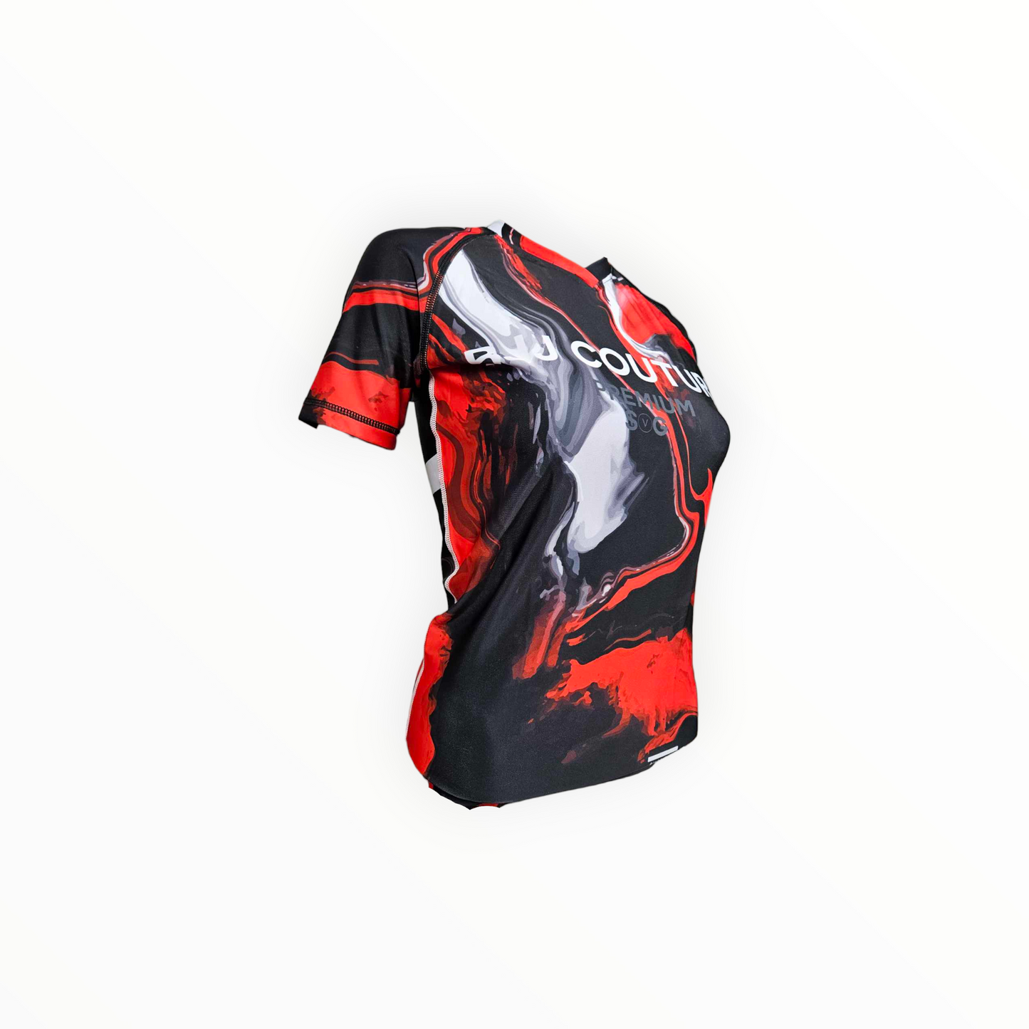 Seamless Red and Black Lava Marble Rashguard