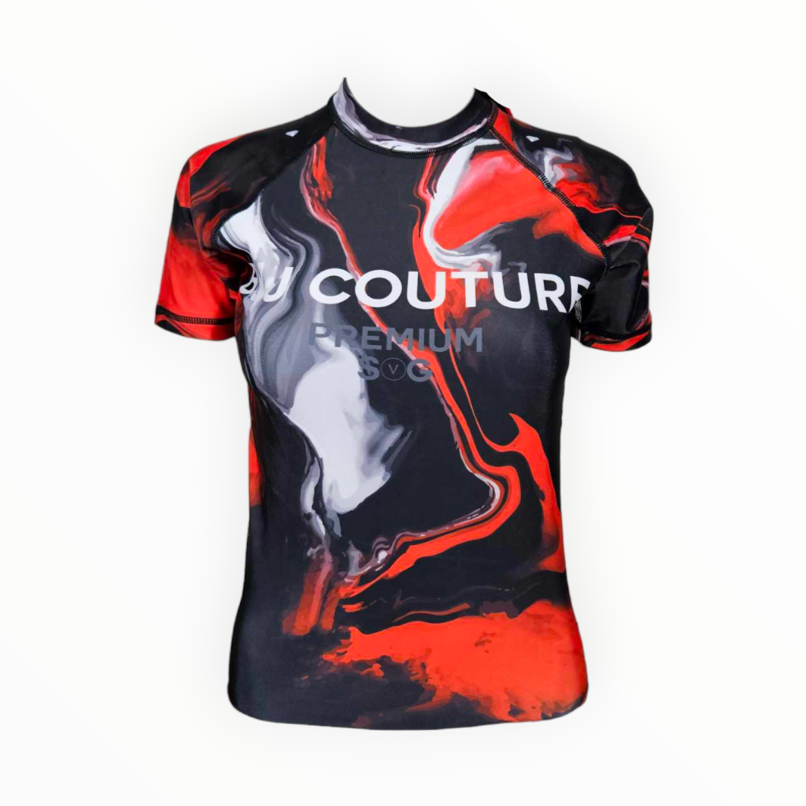 Seamless Red and Black Lava Marble Rashguard