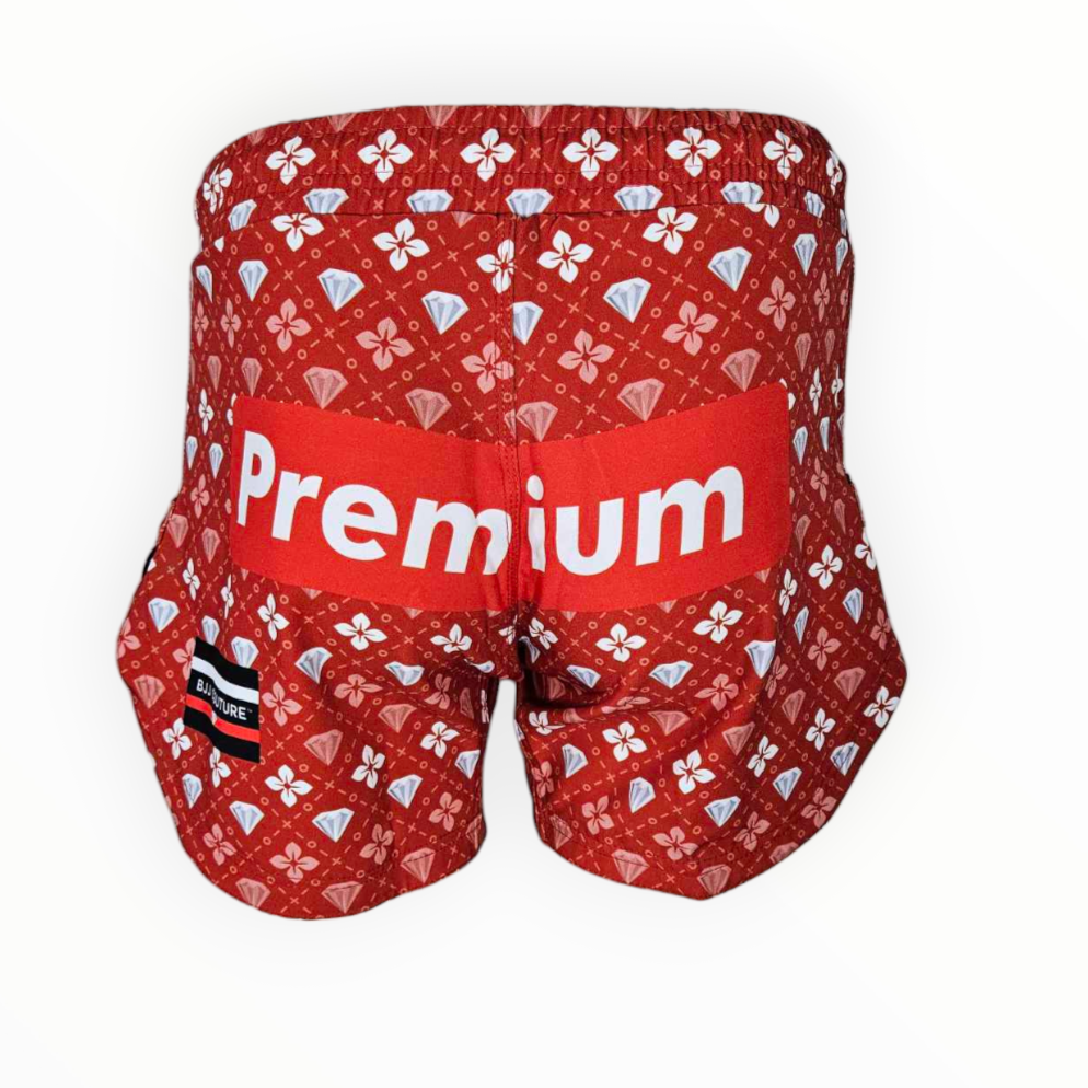 BJJ Couture Red Seamless Diamond Grappling Shorts