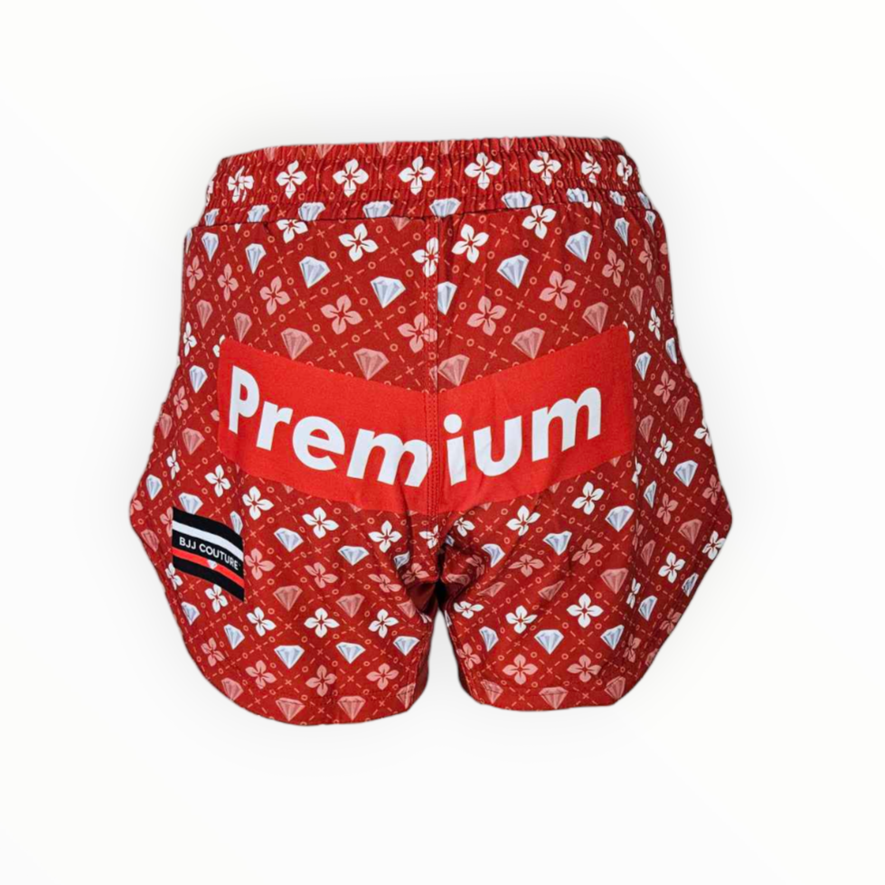 BJJ Couture Red Seamless Diamond Grappling Shorts