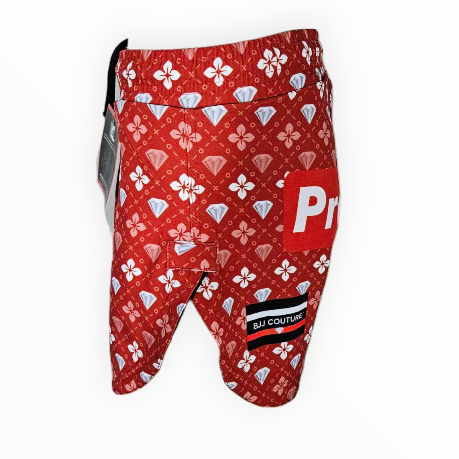 BJJ Couture Red Seamless Diamond Grappling Shorts