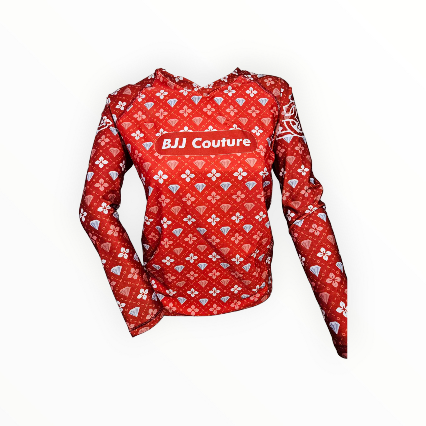 BJJ Couture Red Seamless Diamond Rashguard