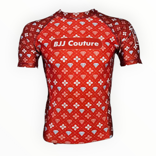 BJJ Couture Red Seamless Diamond Rashguard