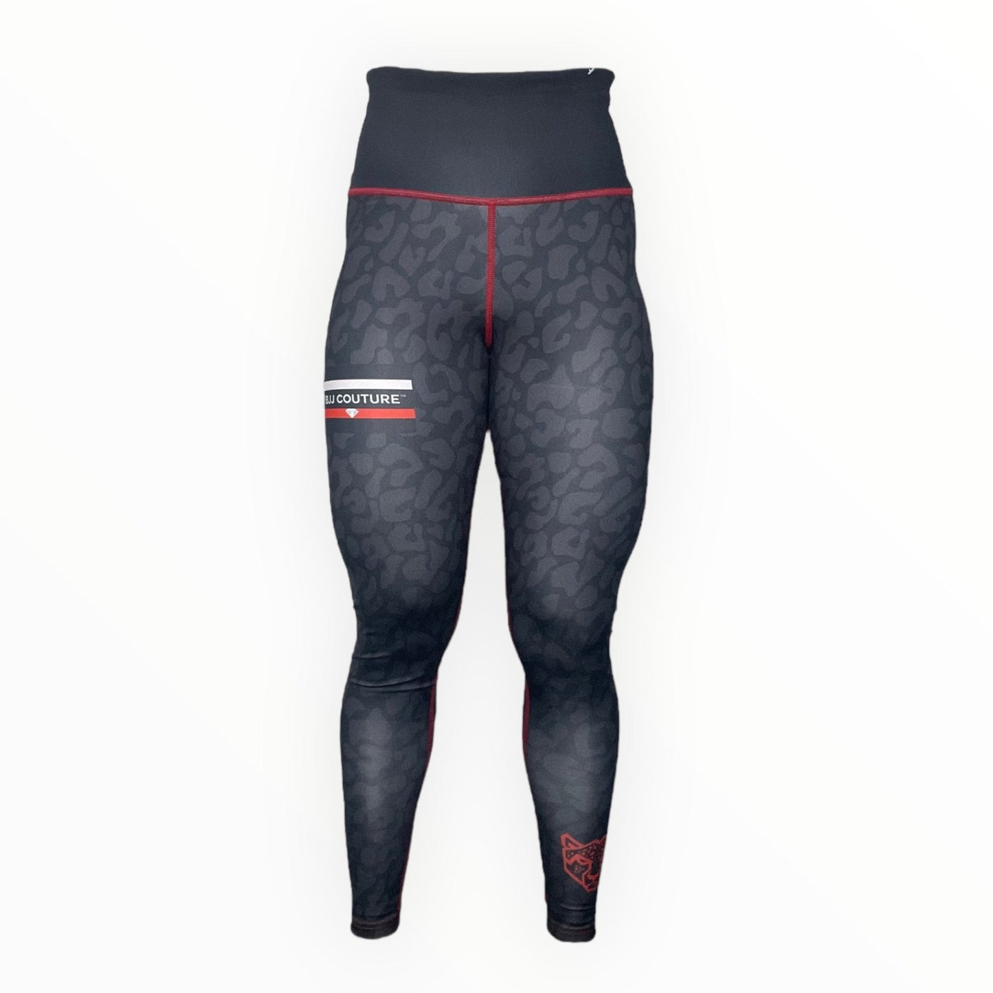 BJJ Couture Leopard Print Spats Black & Red