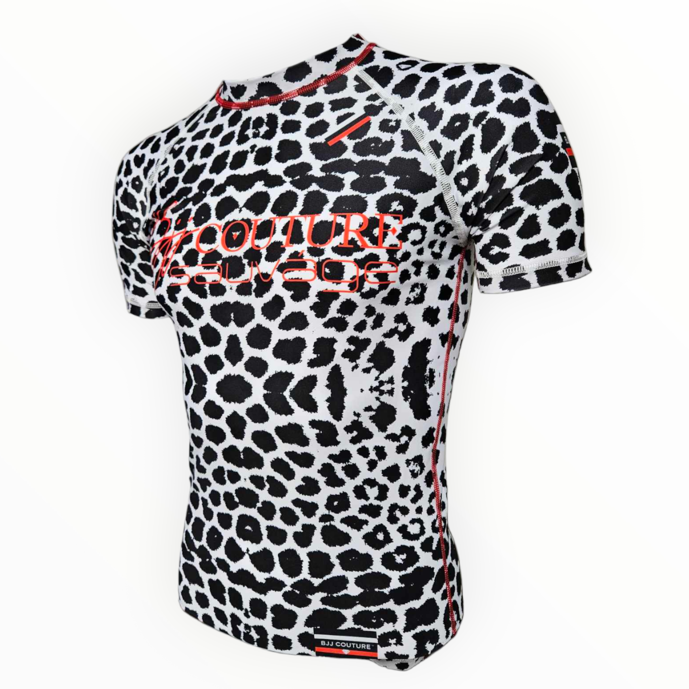 BJJ Couture Seamless White and Black Leopard Pattern Rashguard