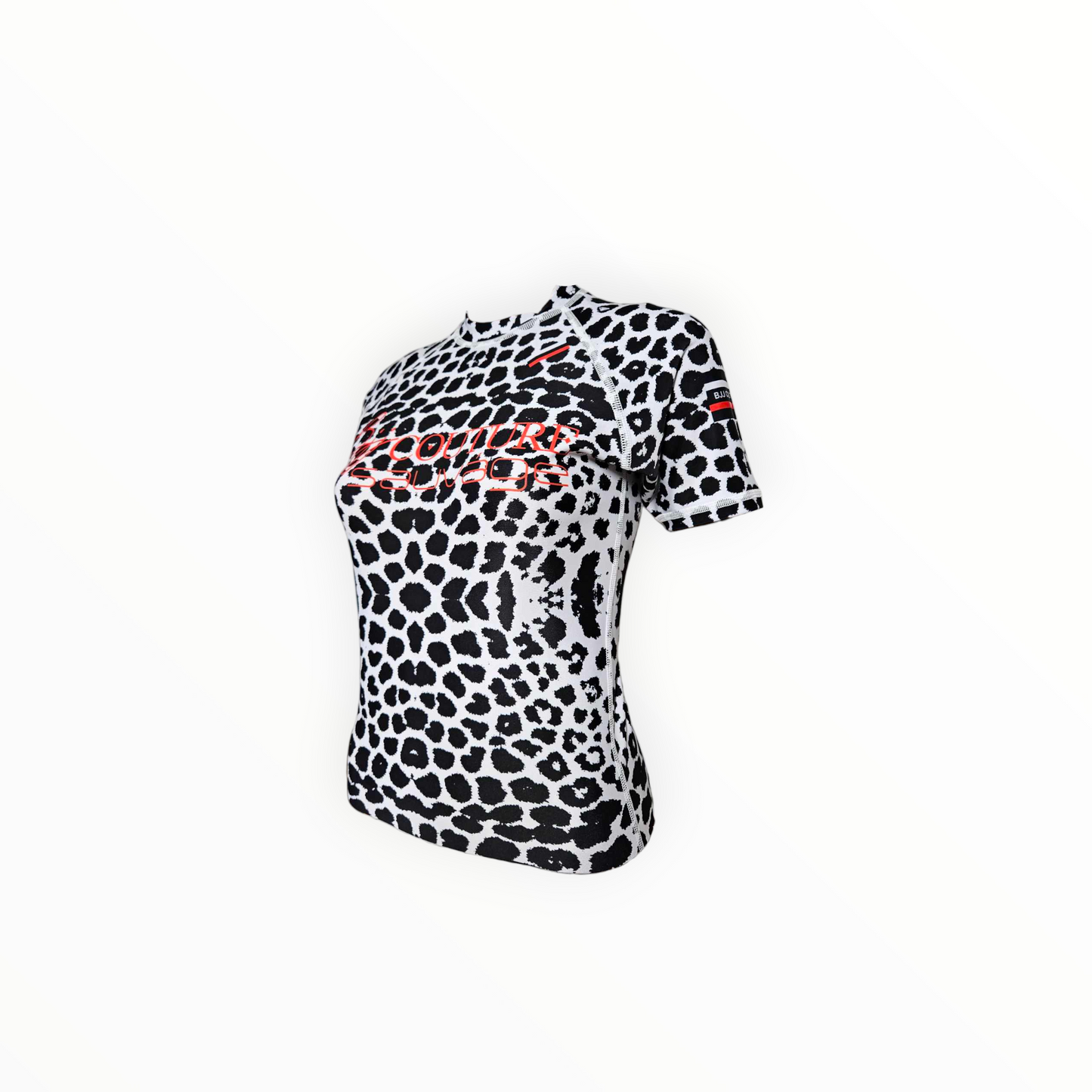 BJJ Couture Seamless White and Black Leopard Pattern Rashguard