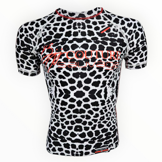BJJ Couture Seamless White and Black Leopard Pattern Rashguard