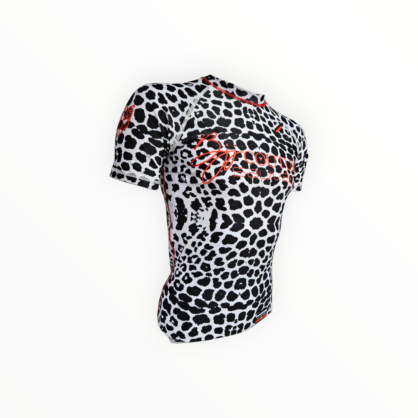 BJJ Couture Seamless White and Black Leopard Pattern Rashguard