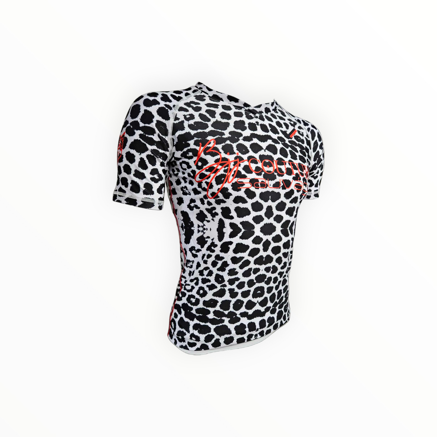 BJJ Couture Seamless White and Black Leopard Pattern Rashguard