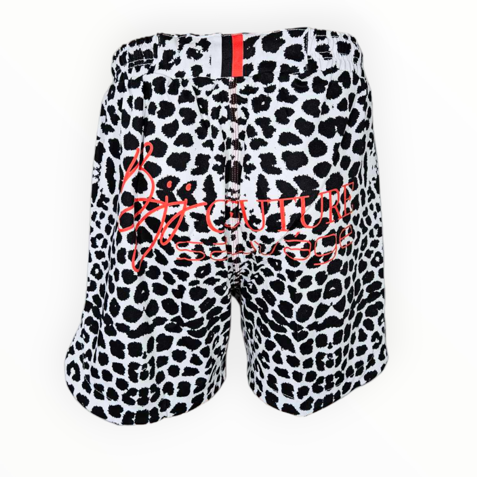 BJJ Couture Seamless White and Black Leopard Grappling Shorts